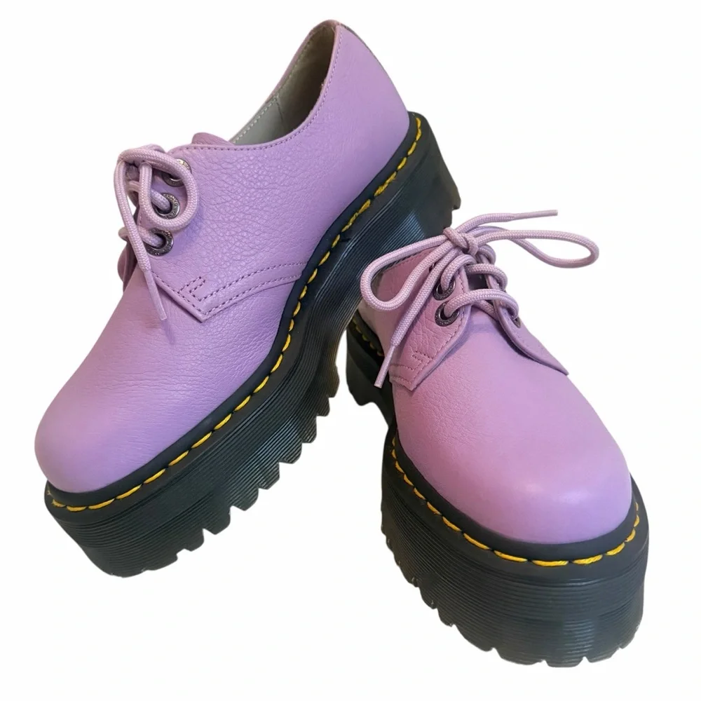 Dr. Martens 30612 QUAD II LILAC PISA Lavender Leather Platform Shoes EU 38 US 7 - Picture 6 of 12